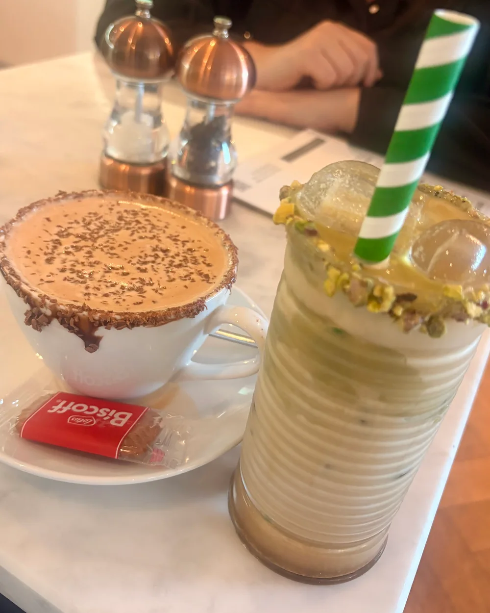 Hot and iced drinks served at breathe