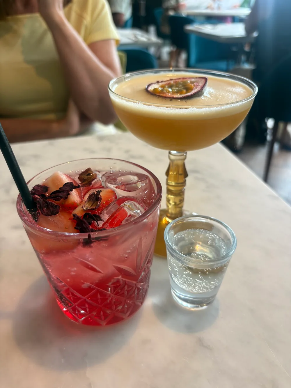 Two colourful cocktails at breathe Cafe Bar